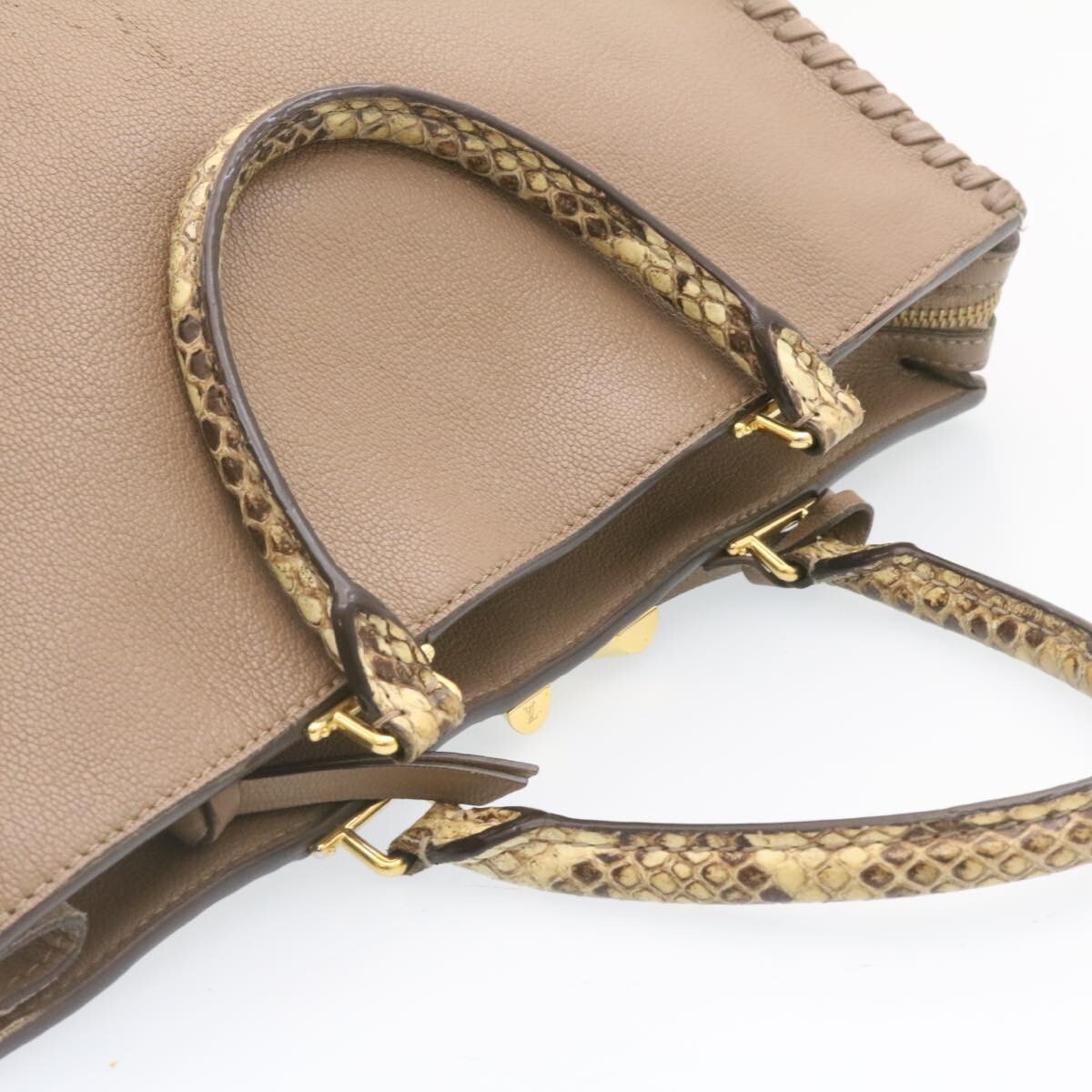 LOUIS VUITTON Very Zip Tote Hand Bag Leather Snake Skin LOUIS VUITTON Very Zip Tote Hand Bag Leather Snake Skin