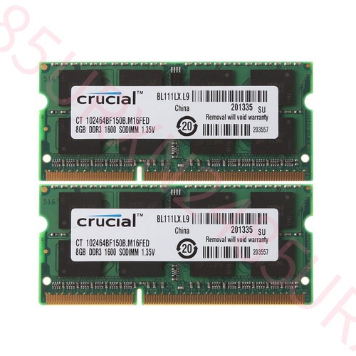 Crucial 16GB Kit 2x 8GB DDR3L 1600MHz PC3L-12800 SODIMM Laptop Memory SDRAM BT - Picture 2 of 7
