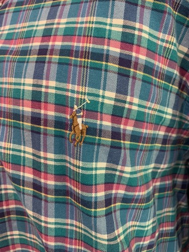 Camicia Ralph Lauren vestibilità classica blu rosa acqua a quadri 100% cotone con bottoni XL - Foto 4 di 12