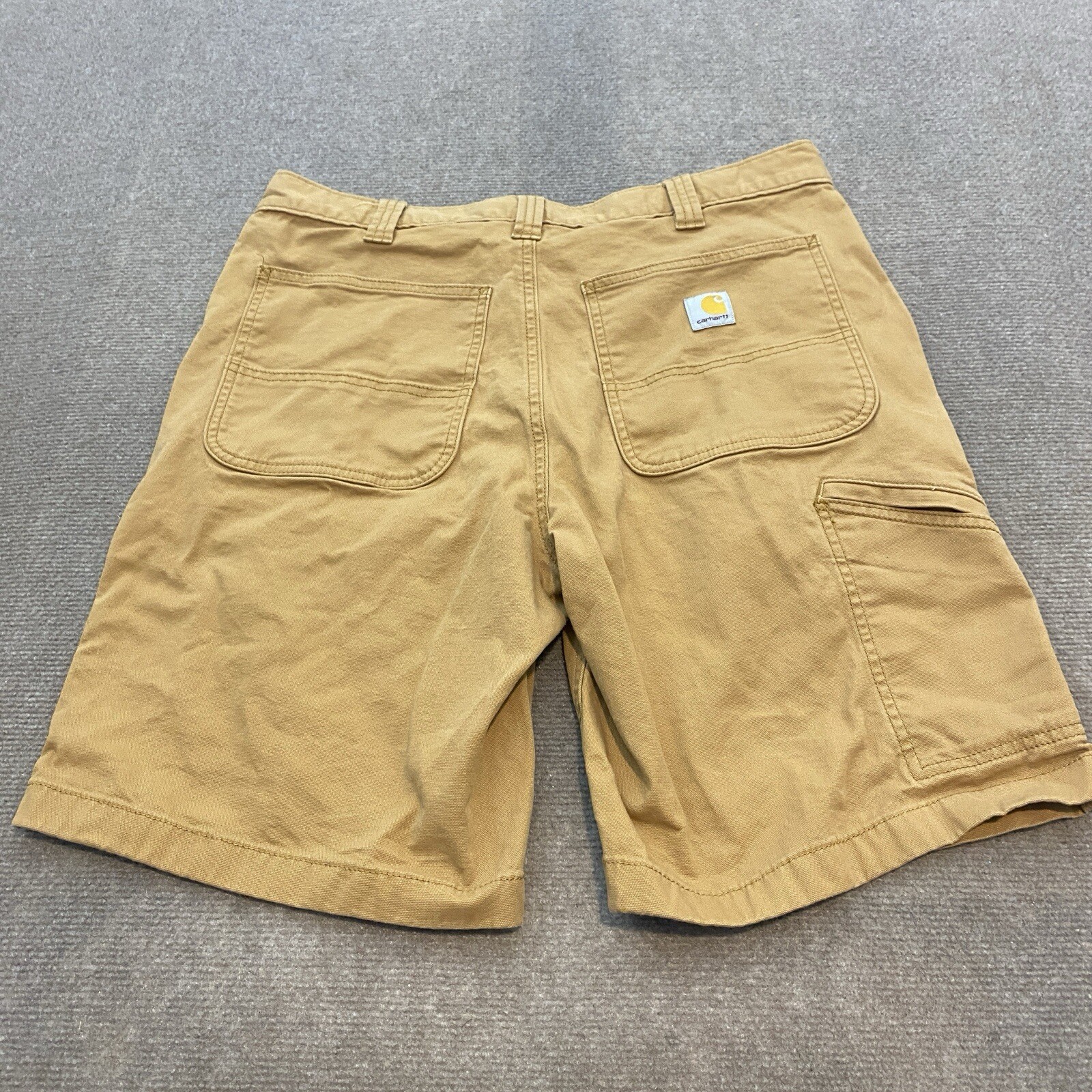 Carhartt Shorts Mens Size 34 Beige Tan 102514 Relaxed Fit Logo Workwear Grunge