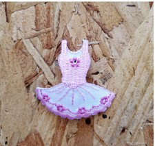 Ballet - Dance -Tutu Iridescent/Embroidered Iron On Patch - Pink - Crafts