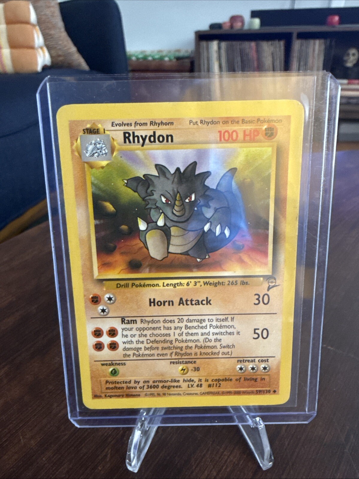 Pokemon Base Set 2 Uncommon Card - Rhydon 59/130, NM