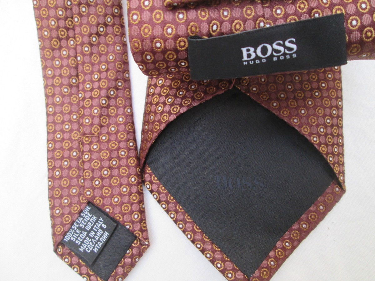 Cravate Vintage Hugo Boss 100% Soie Rouge 150cm - Occasion - Authentique