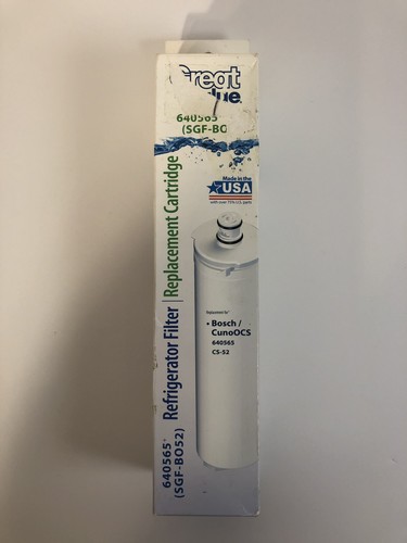 Great Value Refrigerator Water Filter 640565+ SGF-BO52 FITS BOSCH/CunoOCS CS-52 - Picture 1 of 4