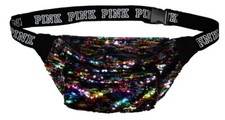 Pink Victoria's Secret Sequin Fanny Pack Belt Bag Multicolor Adjustable Belt
