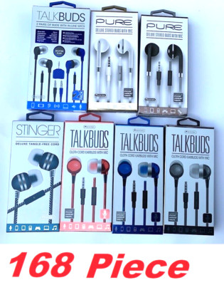 BULK WHOLESALE Resale Lot NEW Sentry Earbuds Stereo Buds W Mic TalkBuds (168 Pc)