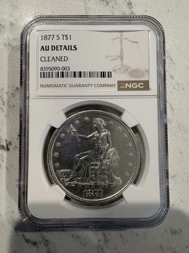 1877-S Trade Dollar NGC AU Details Cleaned. Beautiful coin with nice eye appeal.