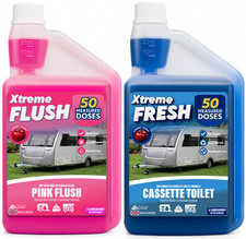 Cassette Toilet Chemical Fluid Twin Pack Pink & Blue Caravan Motorhome 50 Shot
