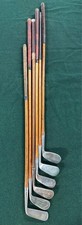 V4 Antique Lot 6 Piece Vtg 20s 30s Hickory Shaft Original Wood Golf Club Set