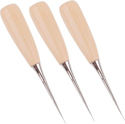 Eowpower 3 Pieces Wooden Handle Leather Sewing Awl Repair Tool