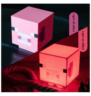 Pixel Pig Night Light LED Lamp With Sound Effect Pink Animal Gamer Room Decor