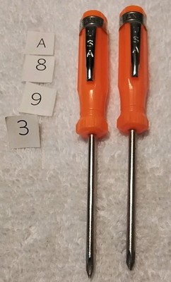 2pc STANLEY #0 PHILLIPS POCKET CLIP SCREWDRIVER ''ORANGE '' USA  