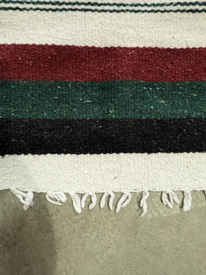 Cobertor mexicano Serape padrão peixe listrado sudoeste 74x42 Boho Cabincore - Imagem 3 de 4