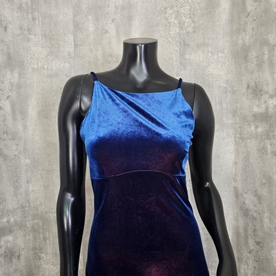 Vintage 90s Y2K Hana Blue Shimmer Velvet Mini Dress Bodycon Clubwear | eBay