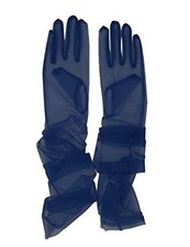 Women's Wedding Bridal Mesh Tulle Gloves Long Opera Costume One Size Navy Blue