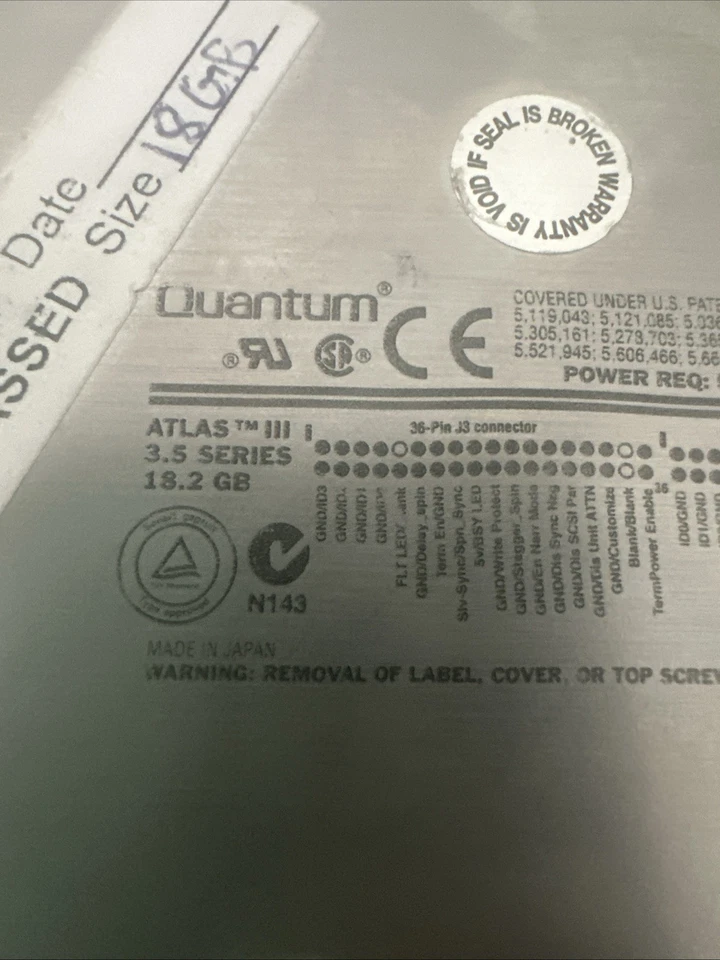 Quantum Atlas III 18.2GB 3.5 英寸 SCSI 硬盘摩托罗拉 SC414352PV ST M28F201 — 第 3/4 张图片