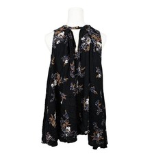 Free People XS Mini Dress Sleeveless Black Floral Boho
