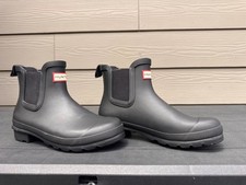 Hunter Boots Women's Original Chelsea Boot Black Matte Ankle Waterproof Size 7