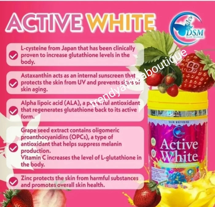 ACTIVE WHITE Glutathion Collagen Glow Skin Whitening Anti-aging Phyto DSM👌X 1 - Image 2 of 4