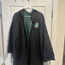 Harry Potter Slythrin Robe Youth M/L Black Cloak Costume Logo Patch Halloween