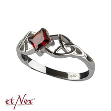 Keltischer Ring Damen Edelstahl Kristall rot Zirkonia Kelten Knoten Geschenk