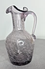Vintage Blenko Purple Lilac Crackle Glass Mini 5" Pitcher UV Reactive