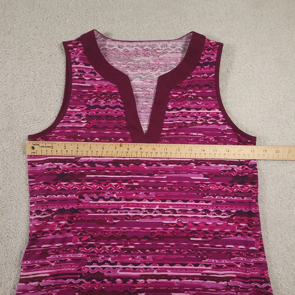 Vestido Lands' End feminino médio grande rosa borgonha sem mangas gola redonda - Imagem 4 de 4