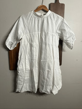 Everlane White Keyhole Back Puff Sleeve Shirred Mini Yoke Dress Small