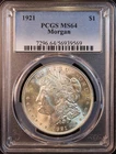 1921-P Morgan Silver Dollar - PCGS MS64! Impressive Luster, Bright! Choice