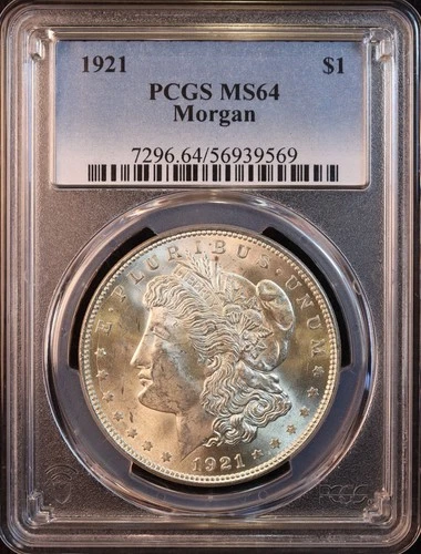 1921-P Morgan Silver Dollar - PCGS MS64! Impressive Luster, Bright! Choice