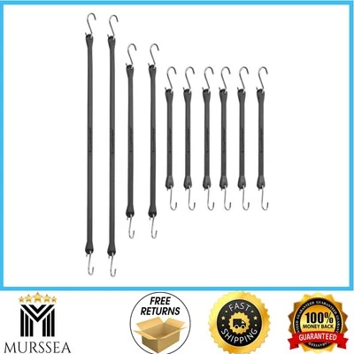 SMARTSTRAPS 10-Piece Bungee Tarp Strap Assortment Heavy Duty Rubber with Steel Hooks