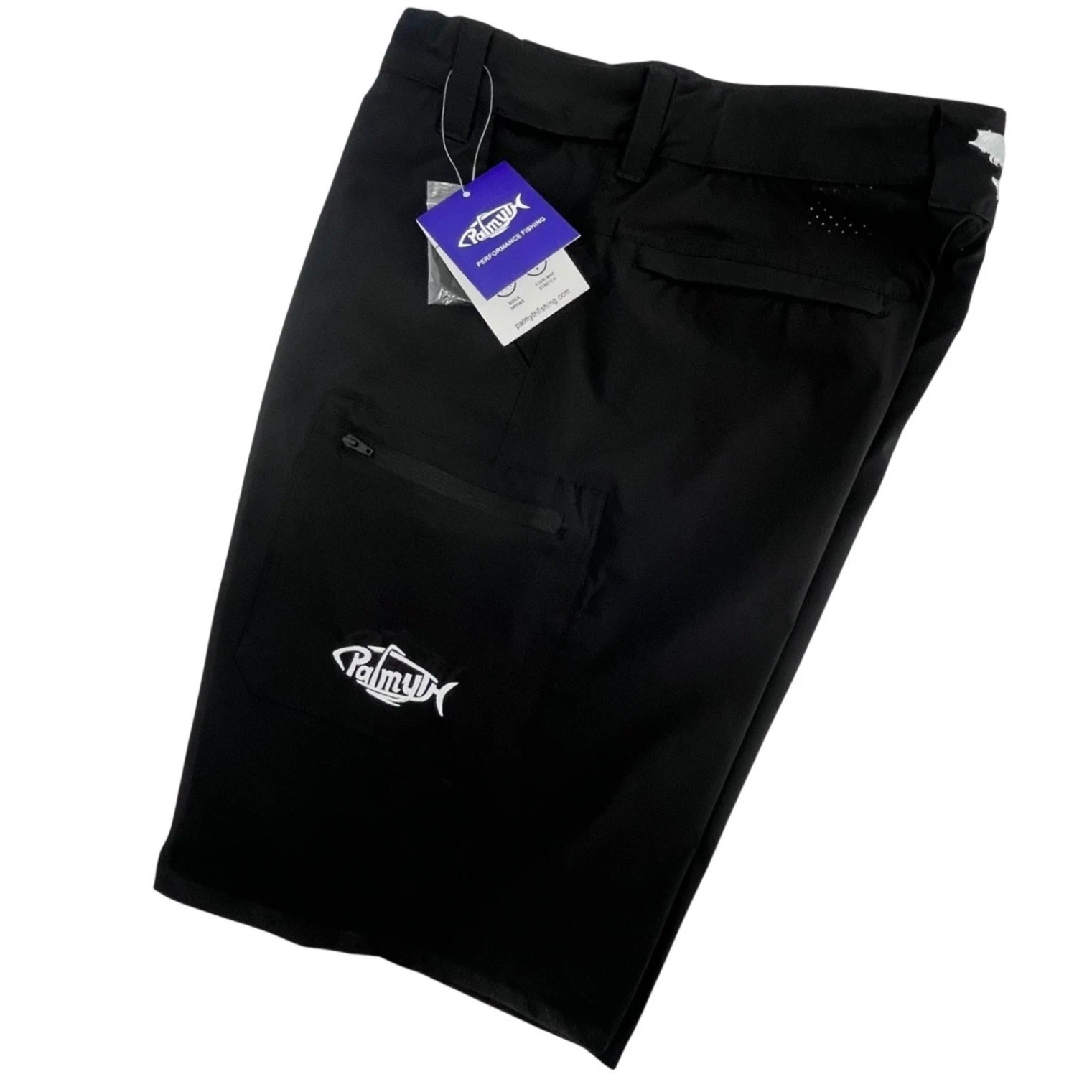 Palmyth Mens Fishing Shorts Medium Black Performance Quick Dry Outdoors NEW