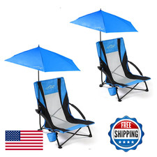 Fair Wind 2 Pack Beach Chair Adjustable Umbrella For Adults Portable Backpack