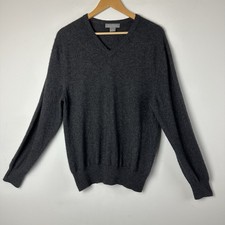 Daniel Cremieux 100 Cashmere Sweater V-Neck Gray Preppy Classic Luxury Career L