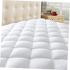 Quilted Mattress Pad Cover with Deep Pocket 8"-21" , Cooling Soft Full White