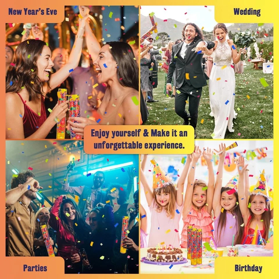 Paquete de 6 poppers de confeti multicolores biodegradables  Foto 2 de 4