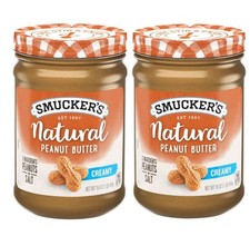 Smucker  s Natural Creamy Peanut Butter, No Added Sugar  Oil, 16oz, 2 Pack Jars