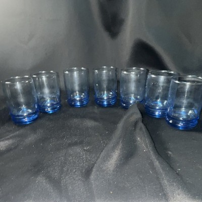 Anchor Hocking Saturn Blue  blueberry   3.5  high Juice Glasses 