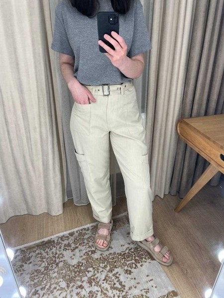Women Cargo Trousers Beige 36