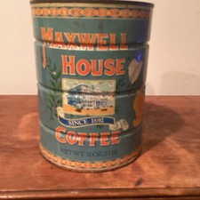 Maxwell House 32oz 1940s Large Metal Coffee Can
