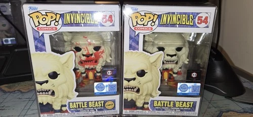 Invincible Battle Beast CHASE & Common #54 Funko Pops + Protectors