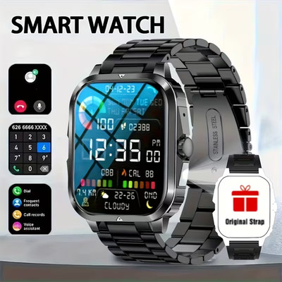 2025 Smart Watch 2.01'' Full Screen Bluetooth Call Black Steel Band Men Women