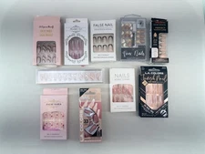 Professional False Nails - Press on Nails, Long, with Glue, color White and Red.