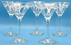 Libbey Rock Martini Glasses Set of 5 Dots And Swirls Etched Design 6" T