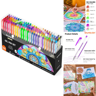 Gelstifte Set 260 Stück Glitzer Neon Pastell Metallic Kinder Erwachsene