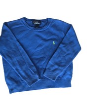 Polo Ralph Lauren Boys Blue Knit Pullover Sweater Crew Neck Long Sleeve Size 4