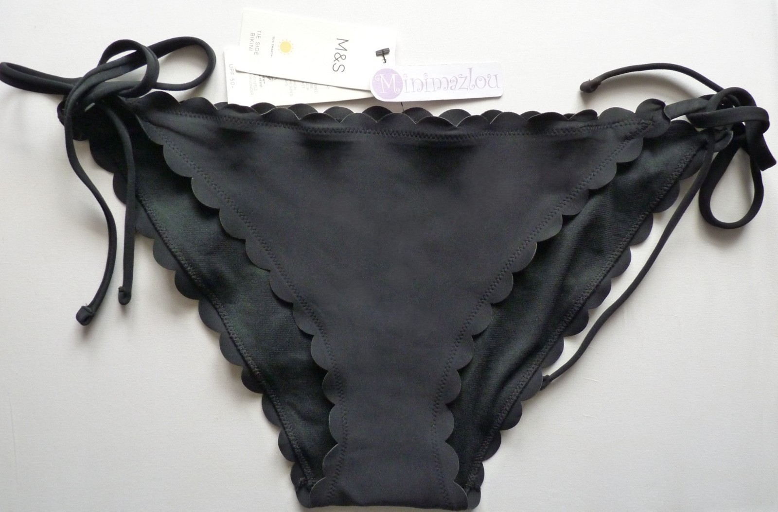 Black Side Tie Hipster Bikini Bottom size 16  Marks & Spencer Sun Smart