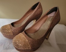 GB Gianni Bini Rose Glitter Stiletto Platform Dress Heels Pumps Size 6.5