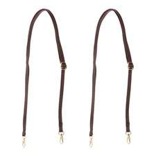 2 Pcs 51 Inch Leather Purse Handle Strap  Adjustable Length Strap Dark Brown