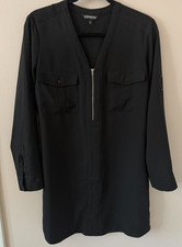 Express Women’s Black Shirt Dress M Roll Tab Sleeve Missing Belt